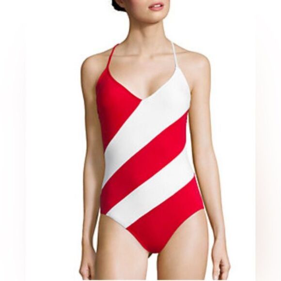 MICHAEL Michael Kors One Piece Swimsuit Striped 14 - Picture 1 of 8